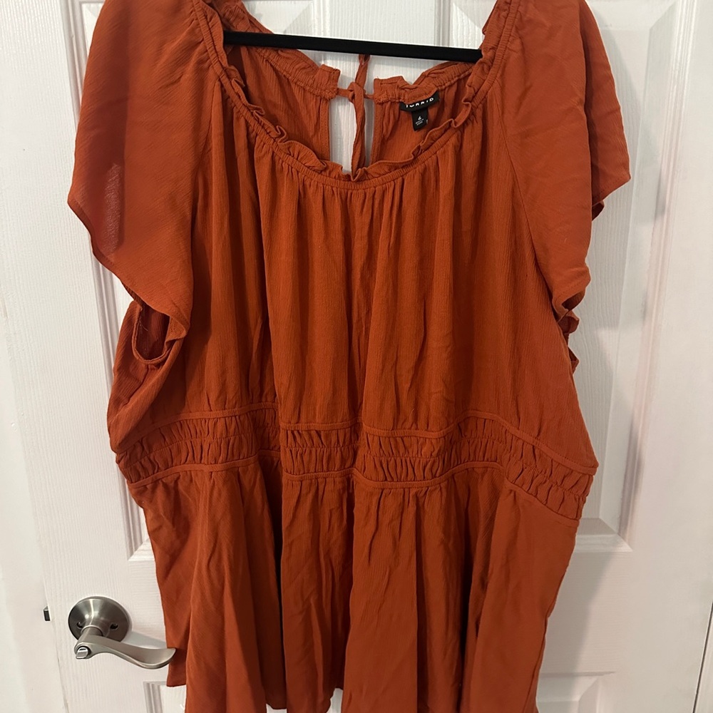 Torrid Orange Blouse with Ruffle Sleeves